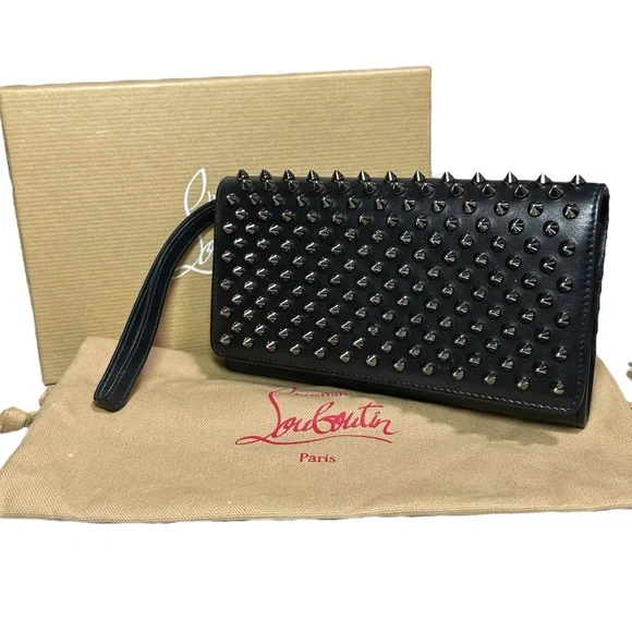 ❌SOLD❌Christian Louboutin Black Leather Clutch with Metallic Studs - Picture 1 of 11